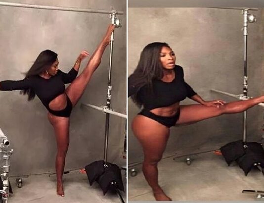 Look at 15 Serena Williams’ jaw-dropping private Split Pictures…. suspending herself on two bars Serena Williams flaunts abs as she splits on air