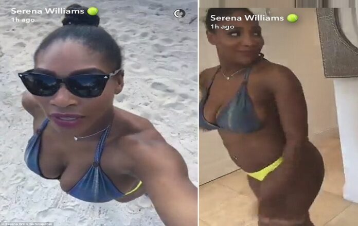 Serena Williams showcases her stunning physique after flirting